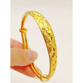 漫莱蕊_越南沙金手镯女士久不掉色金色真镯子24金首饰 满天星11mm加宽