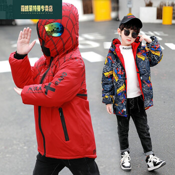 蜘蛛侠棉袄冬款儿童棉衣外套卡通可爱棉服新款洋气帅气男孩戴眼镜的蜘蛛侠连帽衣服潮s 红色双面穿1码建议身高115cm左右 图片价格品牌报价 京东