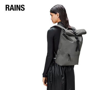 Rains百搭双肩包书包防水背包大容量卷顶Rolltop Rucksack W3 深空灰