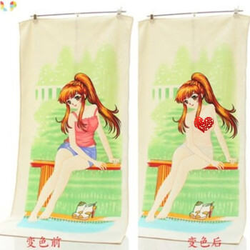 变色毛巾感温毛巾魔法魔术遇热真人动漫热感整人变色毛巾神奇可爱热水