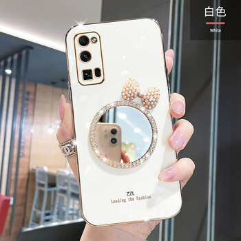 七彩玫瑰华为荣耀30pro手机壳新款蝴蝶结补妆镜30pro十保护套奢华电镀