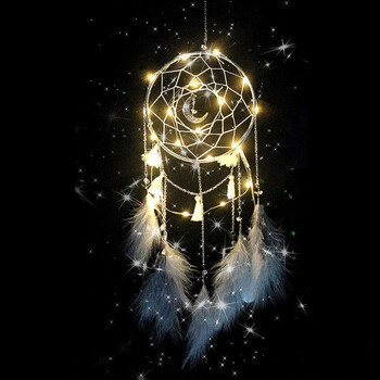 捕梦网女diy少女心羽毛梦铃挂饰房间卧室装饰品挂件风铃生日礼物月光