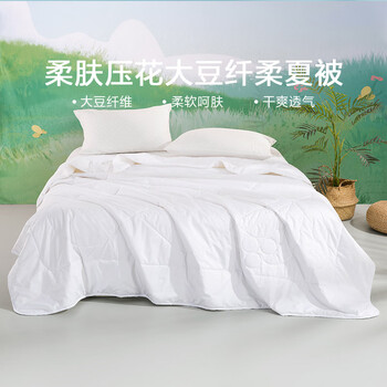 被子单双人被芯四夏凉被子纤维被 柔肤压花大豆 150*215cm【图片 价格