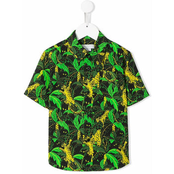 stella mccartney童装 儿童男童新款秋冬树叶印花短袖衬衣 4-14岁