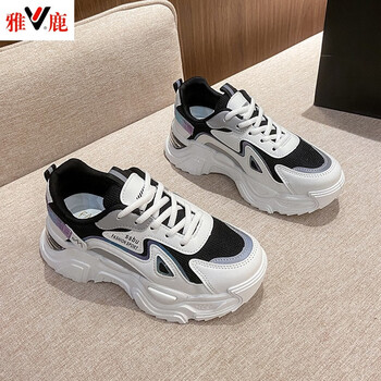 雅鹿休闲鞋男老爹女潮炸街增高小个子厚底薄款网面透气运动潮 ln-ck