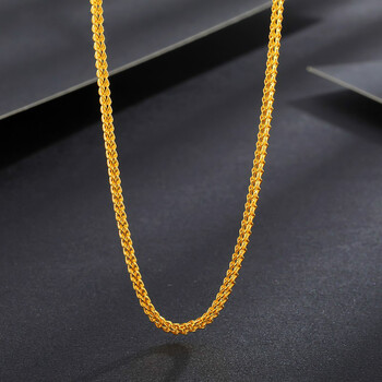 寻珍爱黄金项链女999足金圆肖邦锁骨链太空链长款显粗素金毛衣链ins风