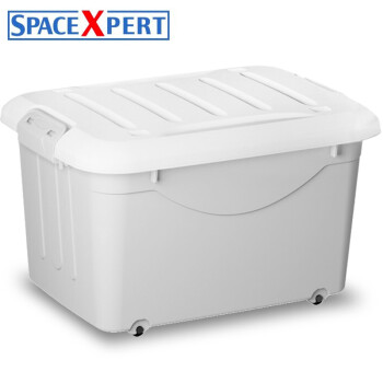 SPACEXPERT 塑料收纳箱 45L灰色单只 棉被衣物整理箱玩具储物箱打包搬家箱