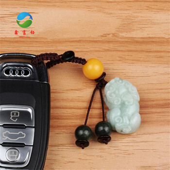 鑫富钰翡翠玉a货貔貅钥匙扣汽车钥匙吊坠钥匙圈挂件挂坠钥匙链包坠