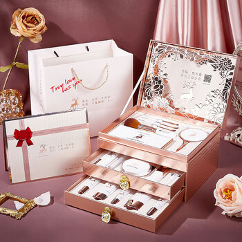 密码尤莉尤拉青荷韵美妆护肤十八件套口红化妆品全套彩妆套装520礼盒