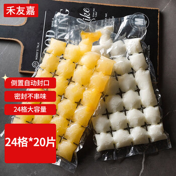 禾友嘉（HEYOUJIA）冰袋24格*20片 一次性模具自封口式冰块袋 共480粒可撕DIY冰冻袋