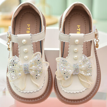 吉朗熊(jeloarxor)女童皮鞋儿童公主鞋洋气软底童鞋女黑色鞋子蝴蝶结