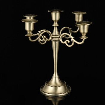 欧式复古三头五头蜡烛台摆件酒店婚庆烛台专用西餐厅烛光晚餐 美式5头
