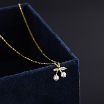 hzcks999足银樱桃项链女冷淡风颈链轻奢气质银项链圣诞节情人节送女友