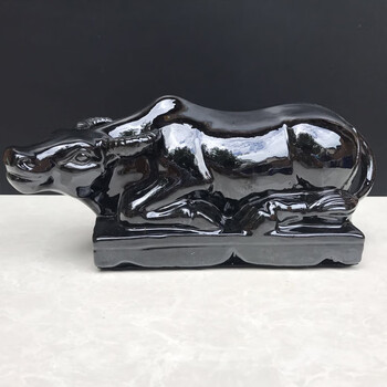 居壹生陶瓷水牛黄牛风水家居用品瓷黄牛摆件转运牛工艺品摆设黑色小号