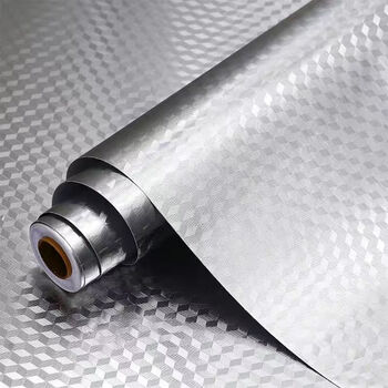 伦硕新品厨房防火防油帖墙纸耐高温自粘铝箔纸加厚升级银线小方格50