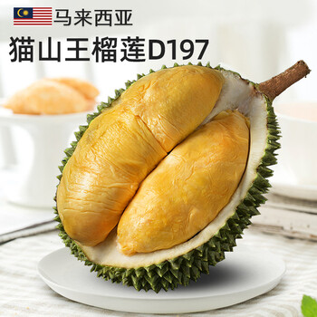 顺丰猫山王d197液氮冷冻带壳整果马来西亚榴莲果肉猫山王特大果55斤62