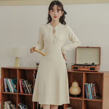 zcey爱依衣服官方2024夏季新款国风淑女高品质纯色针织气质收腰显瘦长