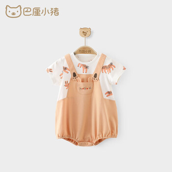 巴厘小猪（BALIPIG）婴儿包屁衣夏季兔宝宝女连体衣短袖新生儿三角哈衣 兔气扬眉 73cm