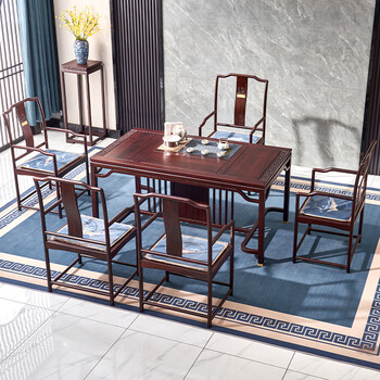 木中央非国标红木柬埔寨酸枝学名榄仁木实木茶桌椅组合新中式功夫茶台