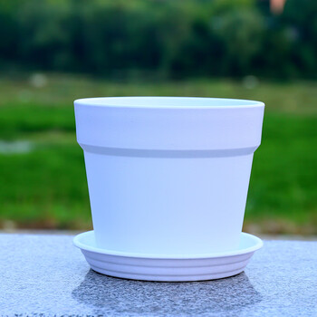 塑料花盆绿植盆栽加厚仿陶瓷小中大花盆 白色 中等