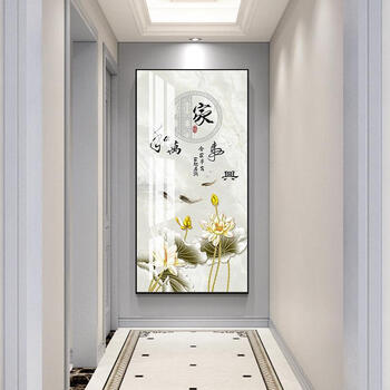 60尊泉中式入户玄关装饰画现代简约走廊过道墙画家和万事兴壁画客厅
