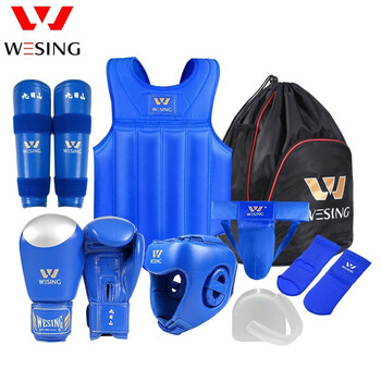 九日山散打护具成人武术套装拳击训练比赛护具全套拳套散打服拳套脚手