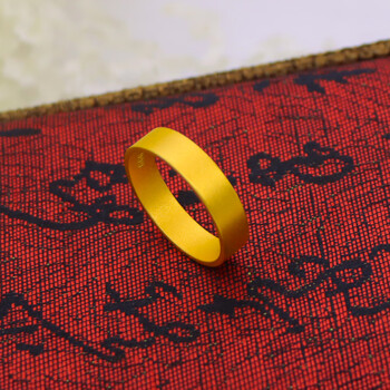 snqp古法素圈沙金戒指男女款镀金黄金色传承情侣对戒一对指环结婚首饰