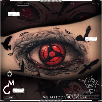 轩弘mg:tattoo万花筒写轮眼火影忍者动漫卡通暗黑花臂纹身贴纸男 1张