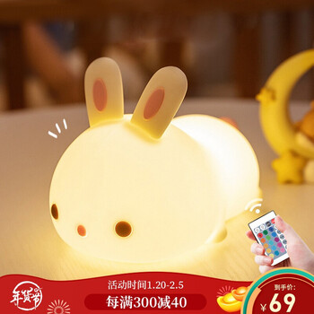 夕风趴趴兔硅胶小夜灯玩具女孩生日礼物女情人节礼物送女友女朋友女生