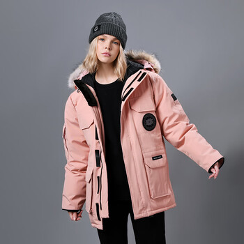 沐趣儿现代大鹅羽绒服女石墨灰08远征款中长款派克服外套 米白色 xxs