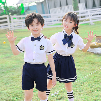幼儿园证件照入园照合唱演出服装儿童夏季园服短袖英伦风班服校服 男