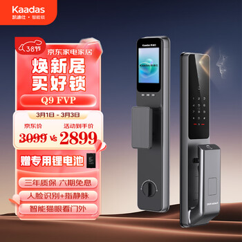 凯迪仕（kaadas）3D人脸猫眼大屏指静脉智能门锁Q9FVP 指纹锁 电子密码锁 星空灰