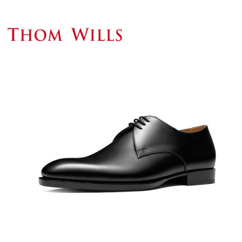 ThomWills德比鞋男春季英伦手工定制固特异商务绅士皮鞋男 黑色D191 6/38码（偏小一码）