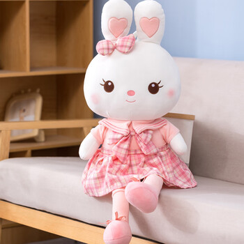 玩偶毛绒玩具小白兔公仔抱枕睡觉可爱软布娃娃女孩生日礼物粉色70厘米