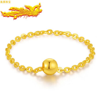 胤祺珠宝老凤凰黄金戒指999足金转运珠戒指指环女款足金简约链戒礼物