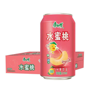 康师傅饮料水蜜桃果味果汁饮料易拉罐装310ml*24罐夏季饮品 24罐装【