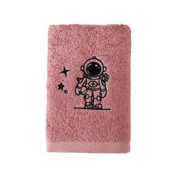 安居先森“我家有个宇航员”新疆长绒棉刺绣毛巾1条土壤红 红色 1条