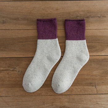 女士秋冬袜子女士羊毛袜冬加绒加厚保暖老年人中筒松口妈妈奶奶东北