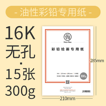 飞乐鸟彩铅纸油性彩色铅笔灰卡画本水溶性空白画画本子8开绘画专用画纸16k活页本 【16K/300g/15张】彩铅纸/油性