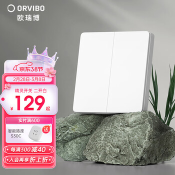 欧瑞博（ORVIBO） 智能开关面板适用于精灵音箱遥控声控开关蓝牙开关遥控远程控制 精灵2开关【白-双开】