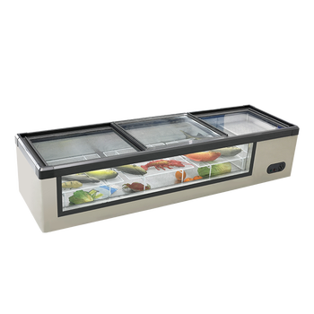 卧式大排档烧烤点菜冷藏展示柜海鲜保鲜冷冻冰柜冰箱聚力冷冻前透明