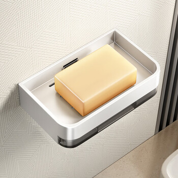 摩尚(moshang)肥皂盒壁挂式卫生间免打孔双层肥皂沥水盒家用浴室墙上
