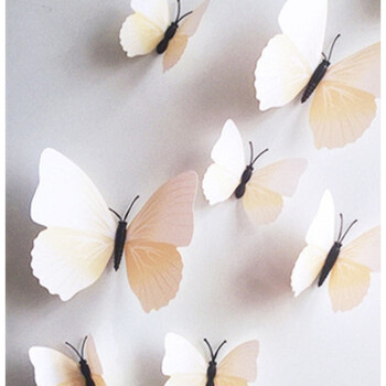 12只家装蝴蝶贴仿真3d立体蝴蝶墙贴彩色蝴蝶墙贴创意磁贴卧室墙贴