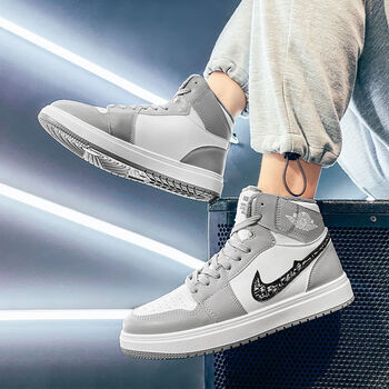 步萨尼(wlkzrnly)冬季男鞋空军一号篮球高帮鞋男新雾灰莆田aj棉鞋 aj