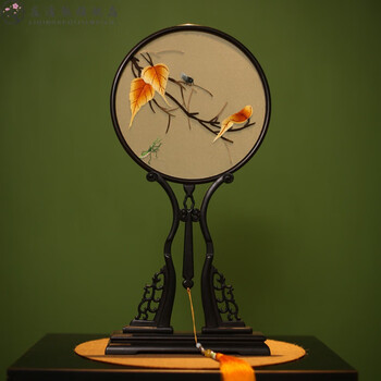 刺绣真丝团扇扇子苏绣丝宫扇刺绣团扇中国风圆扇杭州折扇出国礼品扇