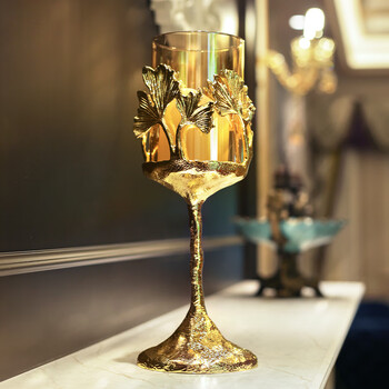 snnei室内法式轻奢复古蜡烛台摆件金色烛光晚餐道具浪漫家用餐桌装饰