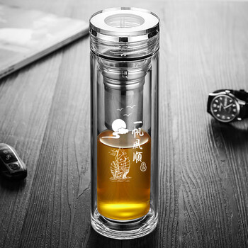 水晶贵族玻璃杯双层杯耐热防爆水杯双层水晶玻璃杯高硼硅防爆隔热水杯