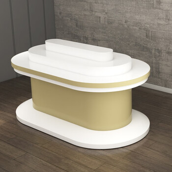 rrs) 定制烤漆异形公司展厅展台圆形椭圆形发光中岛展示台多层异形展