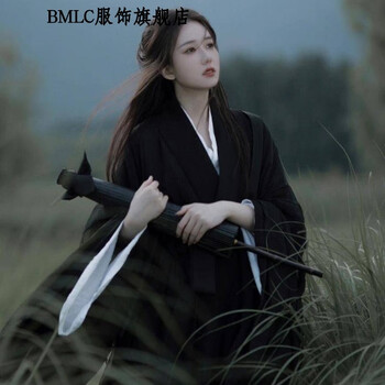 bmlc 汉服女超仙古装黑色女侠cos套装仙气古风一整套直裾霸气束腰写