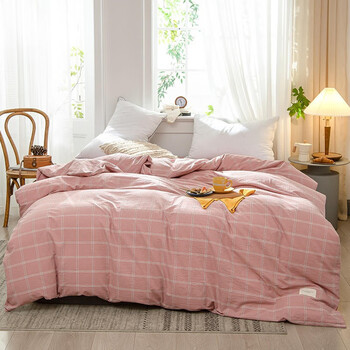 懒虫起床全棉色织被套单件100纯棉水洗棉四季通用裸睡柔软舒适单人